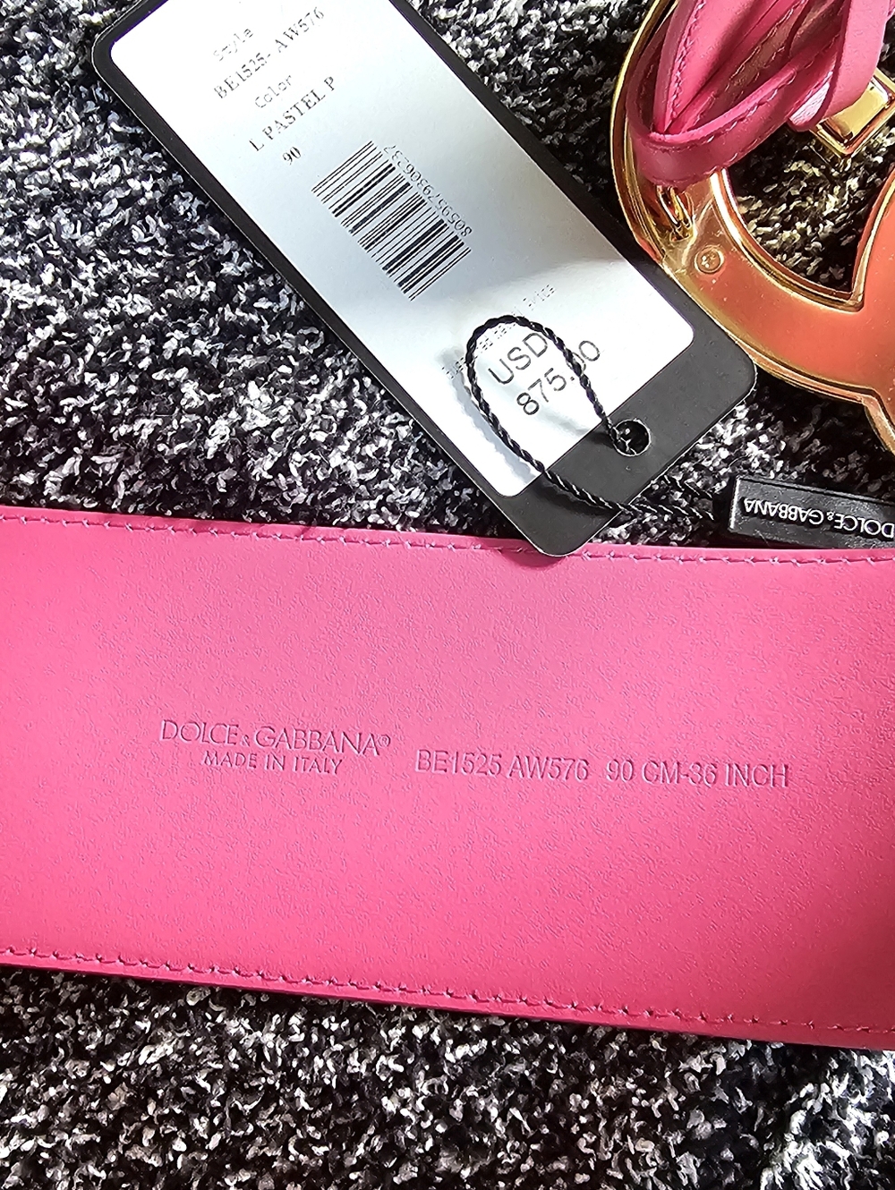 $875 Dolce & Gabbana Hot Pink Leather Wide Waist Belt with Gold DG Logo Buckle - Picture 2 of 2